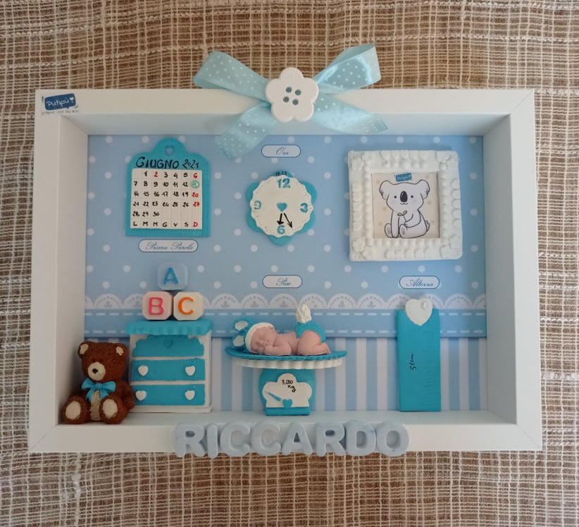 Cornice messaggio - Baby shower nascita - 42 x 30 x 2 cm